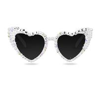 Topfunyy 21st Birthday Sunglasses - White 'I'm 21 Bitches' Shiny Bling Diamond Pearl Glasses for Girls 21st Birthday Party Supplies
