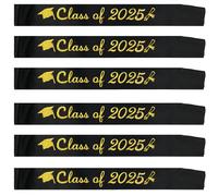 Topfunyy 6 Pcs Black Graduation Sash Gold Glitter Class of 2025 Graduated Stain Sah for 2025 Graduation Party Supplies