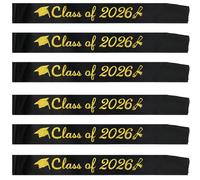 Topfunyy 6 Pcs Black Graduation Sash Gold Glitter Class of 2026 Graduated Stain Sah for 2026 Graduation Party Supplies