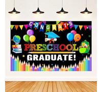 Topfunyy 73"x43" Kindergarten Graduation Backdrop Photography Preschool Prom Party Banner Class of 2026 Congrats Grad Congratulations Background Photo Booth Props