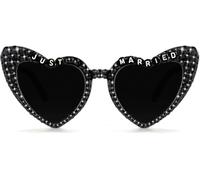 Topfunyy Bachelorette Party Bride Sunglasses, Just Married Black Heart Shaped Diamond Glasses for Women Bridesmaid Bride to Be Party Gift Supplies Bachelorette Accessories