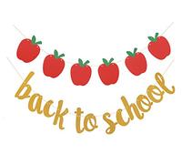 Topfunyy Back to School Glitter Banner First Day of School Garland for First Day of School Teacher Banner Classroom Decor Schoolyard Party Supplies