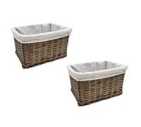 Topfurnishing Large Big Huge Deep Children Kids Baby Nursery Storage Wicker Basket Toy Box Organiser With Liner Oak Set of 2 Medium 39 x 27 x 23 cm
