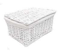 topfurnishing Lidded Wicker Storage Toy box Empty Xmas Hamper Basket Lining (White, Small (30x20x11.5cm)