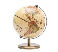 TOPGLOBE 14cm Antique World Globe, Mini Rotating Desk Globe with Bronzed Metal Base for Home Office School