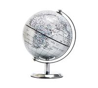 Topglobe 14cm World Globe Silver - Mini Globe Educational/Geographic/Modern Desktop Decoration - Stainless Steel Arc and Base - Silver Grey