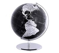 TOPGLOBE 20cm World Globe, Metallic Black Map with Stainless Steel Base