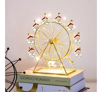 TopGlory Personalized Name Snowman Family Ferris Wheel LED Night lights Christmas Ornaments Custom Vintage Tabletop Decor, Xmas Decorations for Fireplace Home Party (Santa Claus), 235*210*95MM