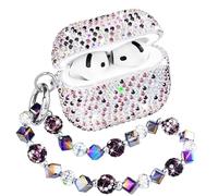 Topgraph Compatible with AirPods 4 Case, Glitter Diamond Cover for Airpod 4th Generation with Sparkle Bling Crystal Wrist Strap Lanyard Keychain Purple