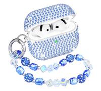 Topgraph Compatible with AirPods AirPods 4th Generation, Glitter Diamond Cover for Airpod 4 with Sparkle Bling Crystal Wrist Strap Keychain Blue