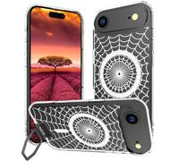 Topgraph Compatible with Iphone 17 Air Case Magsafe Clear,Magnetic Transparent Designer Cute Silicone Phone Cover Cases For Women - White Spider Web