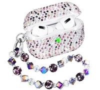 Topgraph for AirPods Pro 3 Case, Compatible with AirPods Pro 3rd Generation (2025) Diamond Cover with Sparkle Bling Crystal Wrist Chain Strap Keychain Purple