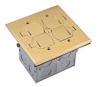 TOPGREENER 705549-D-C Floor Box Kit, 2 Gang 20A Tamper/Weather Resistant Duplex Receptacle, Datacom Ports, UL Listed - Brass