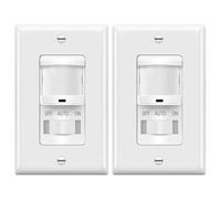 TOPGREENER in-Wall PIR Motion Sensor Light Switch, Occupancy Sensor Switch, On/Off Override, 4A, 400W, Single Pole, Neutral Wire Required, TSOS5-W, White, 2 Pack