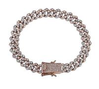 TOPGRILLZ 10mm Iced out Lab Diamond Prong Long Buckle Miami Cuban Link Bracelet Luxury Jewelry Gift for Men Women Hip Hop