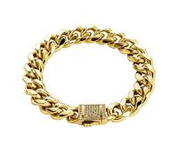 TOPGRILLZ Gold Bracelet Cuban Link Iced out 14K Gold Plated Hip Hop Miami Solid Cuban Link Bracelet for Men 10mm Diamond Clasp Gifts for Women, 7-9 IN, Metal, Cubic Zirconia