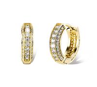 TOPGRILLZ Iced Out Hoop Earrings Cubic Zirconia Huggie Cartilage Cuff Diamond Hypoallergenic 14K Gold Plated Luxury Fashion Round Circle Earrings Jewelry Gift for Men Women, Copper, Cubic Zirconia