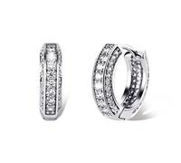 TOPGRILLZ Iced Out Hoop Earrings Cubic Zirconia Huggie Cartilage Cuff Diamond Hypoallergenic 14K Gold Plated Luxury Fashion Round Circle Earrings Jewelry Gift for Men Women, Copper, Cubic Zirconia