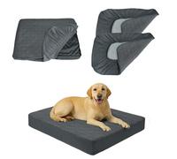 TOPHMDECOR Dog Bed Cover Waterproof, Non-Slip Rectangular Pet Bed Protector for Dogs & Cats, Removable Washable Bed Sheet Replacement,36"x27"x8",Gray,2Pcs,Covers Only