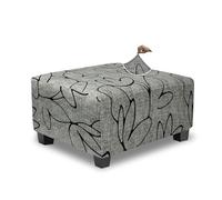 TOPHMDECOR Ottoman Cover Square Slipcovers Printed,Stretch Footrest Stool Cover for Ottoman Square,Soft Foot Stool Cover Protector with Nonslip Elastic Bottom (Medium,Lotus)