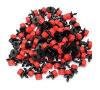 TopHomer 1/4" Misting Nozzles, 8 Hole 360 Degree Adjustable Garden Drip Irrigation Anti-clogging Emitter Dripping Nozzles for Lawn, Garden, Herbs Watering (100PCS, Red)