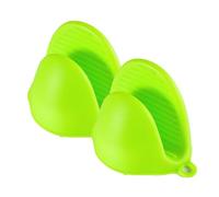 TopHomer 1 Pair Silicone Oven Mitts, Mini Thicken Kitchen Work Gloves Heat Resistant Pinch Cover for Cooking, Baking and Grilling - Green