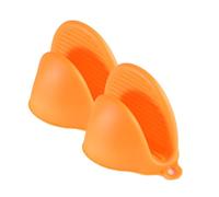 TopHomer 1 Pair Silicone Oven Mitts, Mini Thicken Kitchen Work Gloves Heat Resistant Pinch Cover for Cooking, Baking and Grilling - Orange