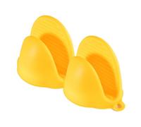 TopHomer 1 Pair Silicone Oven Mitts, Mini Thicken Kitchen Work Gloves Heat Resistant Pinch Cover for Cooking, Baking and Grilling - Yellow