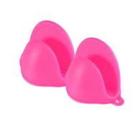 TopHomer 1 Pair Silicone Oven Mitts, Mini Thicken Kitchen Work Gloves Heat Resistant Pinch Cover for Cooking, Baking and Grilling - Pink