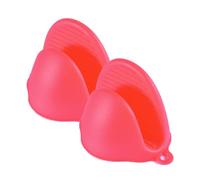 TopHomer 1 Pair Silicone Oven Mitts, Mini Thicken Kitchen Work Gloves Heat Resistant Pinch Cover for Cooking, Baking and Grilling - Red