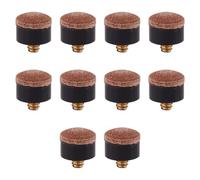 TopHomer 10 Pcs Screw on Tips, 13mm Pool Cue Tips Replacement Tips Leather Pool Sticks Accessories for Pool Cues and Snooker (Brown)