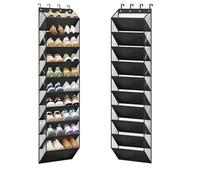 TopHomer 10 Tier Over Door Shoe Storage Organiser，Hanging Shoe Rack Storage and Large Shoes Holder with Clear Deep Pocket Back of Door,Fit 20 Pairs Shoes Organizer for Sneakers, Boots (Black)