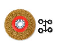 TopHomer 125mm Wire Wheel Brush - 4 Adapters 13/16 mm | For Angle Grinder, Bench Grinder, Metal Cleaning