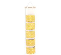 TopHomer 1Pcs 5 Pockets Wall Hanging Storage Bag, Waterproof Over the Door Closet Organizer Linen Fabric Hanging Pocket Organizer for Bedroom, Bathroom(Yellow Square)