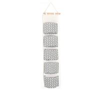 TopHomer 1Pcs 5 Pockets Wall Hanging Storage Bag, Waterproof Over the Door Closet Organizer Linen Fabric Hanging Pocket Organizer for Bedroom, Bathroom(Grey Arrow)