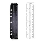 TopHomer 2 Pack Bookmark Rulers, Black and Clear Plastic Page Marker Divider Pagefinder Measuring Today Ruler for A5 Size Binder Notebook Planner with 7-Hole Ring Configuration