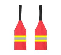 TopHomer 2PCS Kayak Safety Flag with Horizontal Reflective Strip, High-Visibility Reflective All-Weather Safety Protection, Trailer Warning Flags for Hauling Boats Car Atv Pole Hitch Canoes (Red)
