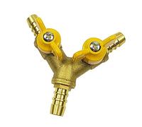 TopHomer 3 Way Hose Connector, Ball Valve Fitting 3 Way Shut Off Union Intersection, 1/2" Split Brass Hose Barb for Gas Water Oil to Garden Watering, Construction and Industry 1PCS