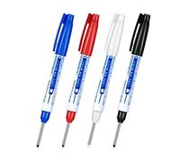 TopHomer 4 PCS Deep Hole Marker Pens, Waterproof Long Head Marker Pens 30mm Fine Tip Reach Marking Tool for Woodworking, Construction, Manufacture (4 Colors)