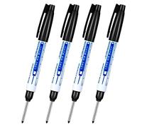 TopHomer 4 PCS Deep Hole Marker Pens, Waterproof Long Head Marker Pens 30mm Fine Tip Reach Marking Tool for Woodworking, Construction, Manufacture (Black)