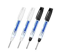TopHomer 4 PCS Deep Hole Marker Pens, Waterproof Long Head Marker Pens 30mm Fine Tip Reach Marking Tool for Woodworking, Construction, Manufacture (Black + White)