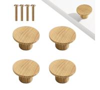 TopHomer 4 Pieces Wood Knobs for Drawer, Natural Ash Wood Pull Knob Handle with Screws, Decorative Furniture Door Knob for Dresser Cabinet Closet, Round
