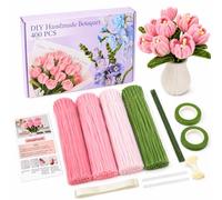 TopHomer 400 PCS Pipe Cleaners for Craft Flowers - 11.81'' Chenille Stems Pipecleaners Kit with Flower Stems, Stamens, Floral Tape & Ribbon for DIY Flowers（Instructions included）