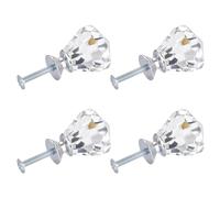 TopHomer 4Pcs Crystal Cabinet Knobs, 31mm x 43mm Clear Glass Pull Handle for Cabinets Drawers Dresser