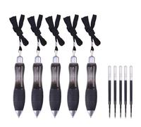 TopHomer 5 Pcs Big Fat Pens with Refills, Wide Grip, Retractable, Black Ink, Ambidextrous, Adult, Writing, Drawing