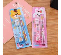 TopHomer 5Pcs Cute Stationary Set, 24cm * 7cm Stationery Set for Boys and Girls Includes Two Pencils, Ruler, Sharpener and Eraser