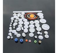 TopHomer 60 Pcs Plastic Gears Set Single Double Reduction Gear Worm Gear Robot Parts DIY Kit Plastic Gear Shaft Belt Rack White for Aircraft Car Model