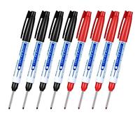 TopHomer 8 PCS Deep Hole Marker Pens, Waterproof Long Head Marker Pens 30mm Fine Tip Reach Marking Tool for Woodworking, Construction, Manufacture (Black + Red)