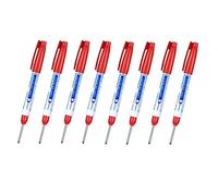 TopHomer 8 PCS Deep Hole Marker Pens, Waterproof Long Head Marker Pens 30mm Fine Tip Reach Marking Tool for Woodworking, Construction, Manufacture (Red)