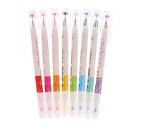 TopHomer 8Pcs Assorted Colour Dual Tip Highlighter Pens Set Double Head Markers Writing Stationery for School, College, Home, Office